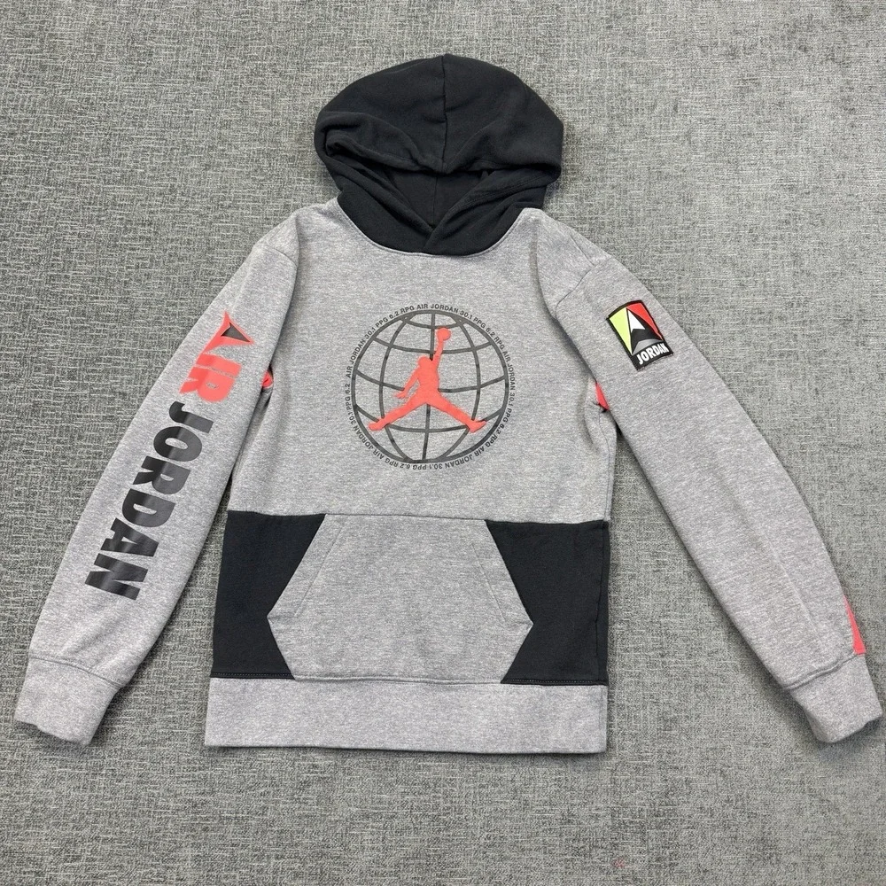 Nike Air Jordan‎ Jumpman Sweatshirt Hoodie Gray Black Basketball Youth Large